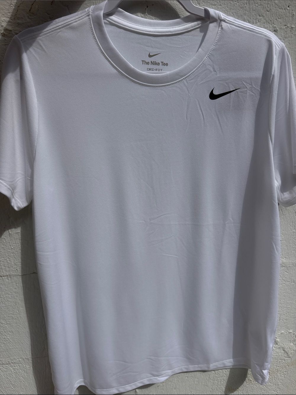 Nike Men’s White Short Sleeve Performance Tee with Black Swoosh